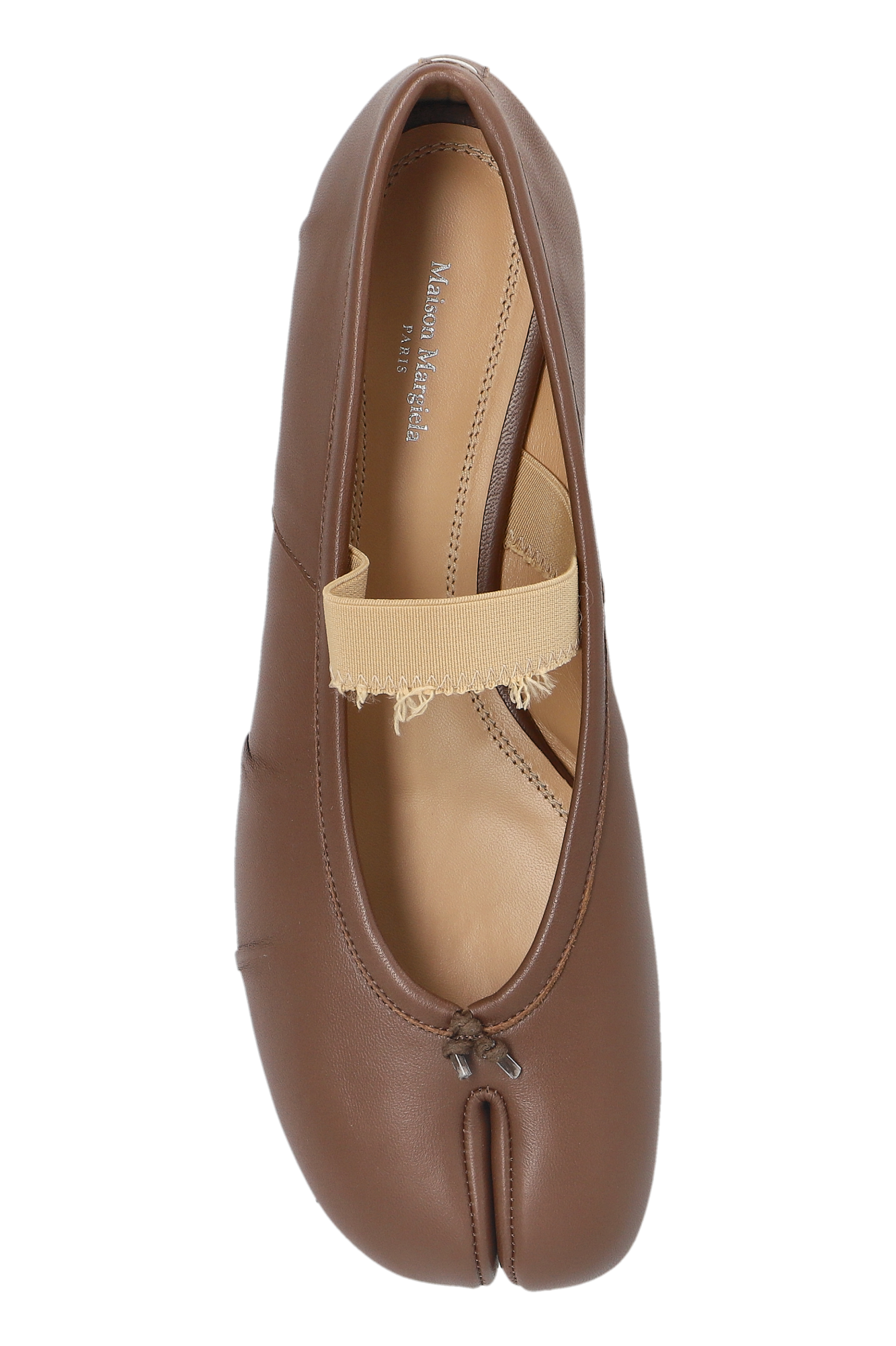 24SS new/Maison Margiela タビレザーバレエフラット Flat Brown Brown Ballet flats with 'Tabi' cutout Maison Margiela